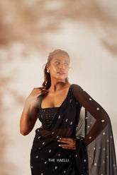 Zareen black chiffon saree